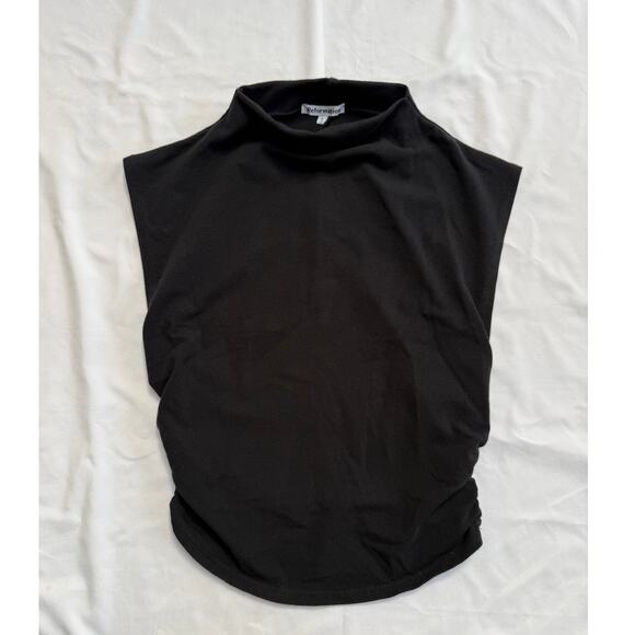 Reformation Lindy Knit Top, Black Sleeveless Mock Neck Crop, Small - Picture 3 of 4